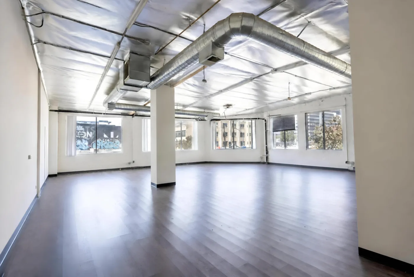 Second-floor suite with street-facing windows
