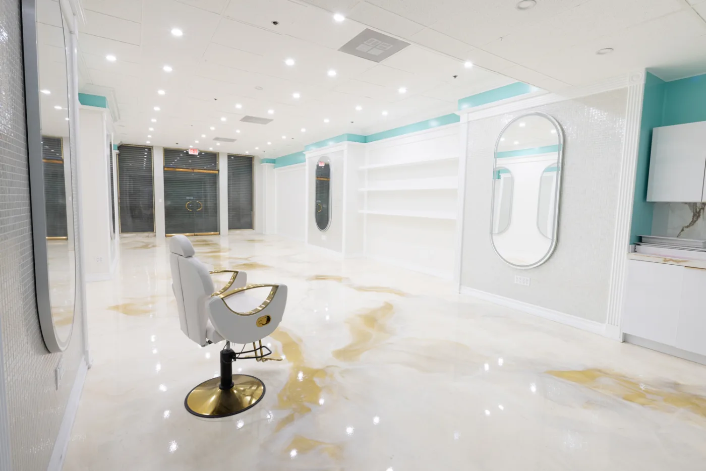 Salon suite — styling station and storefront